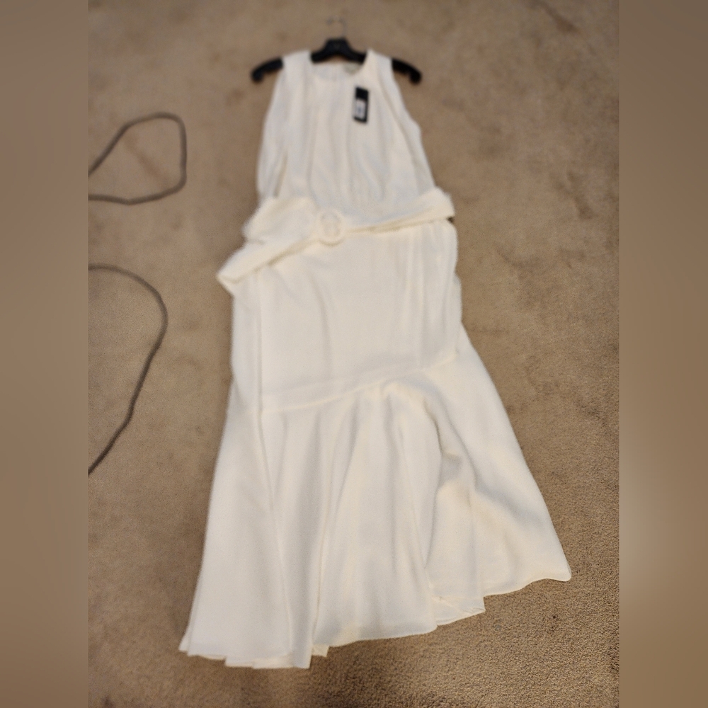 Sachin & Babi White Belted Tulip Pleated Sleeveless Dress NWT Size 18W Wedding - Picture 4 of 6